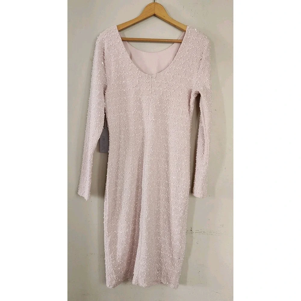 NWT Jennifer Lopez Womens Sz Large Pink Sparkle Bodycon Cocktail Dress Pullover